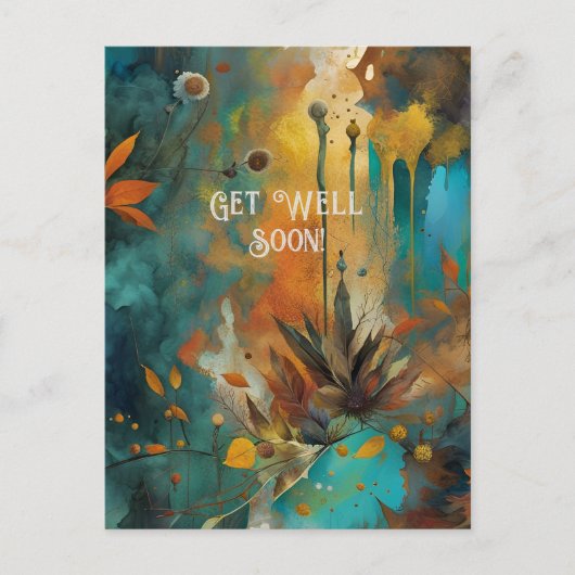 秋の収穫 ティール ラスト ゴールド アブストラクト 気分転換 ポストカード (正面)