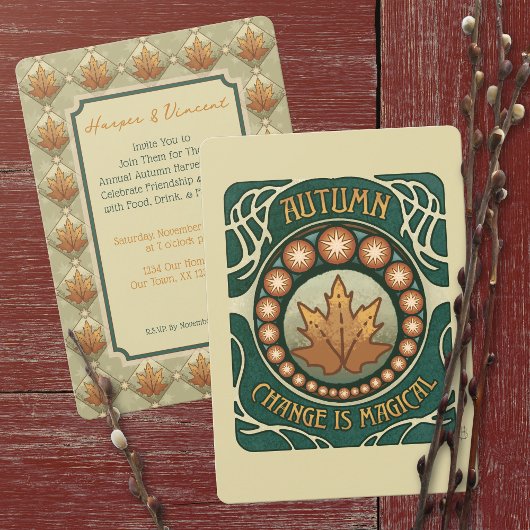 秋の収穫、ディナーパーティ 招待状