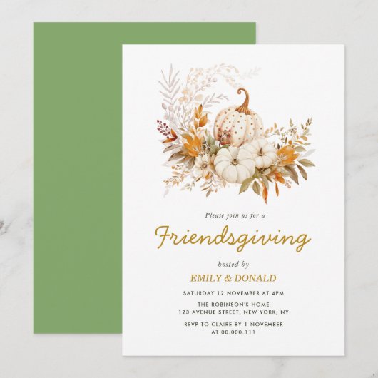 秋の収穫 フレンズギビング 招待状 (正面/裏面)