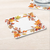 秋の収穫：リース収穫 スクエアペーパーコースター (アングル)