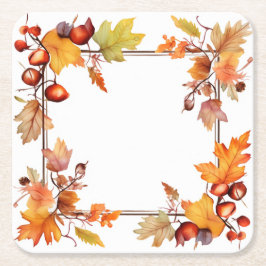 秋の収穫：リース収穫 スクエアペーパーコースター