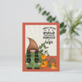 秋の収穫 感謝の小人 ポストカード (スタンド正面)