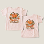 秋の可愛いカボチャの女の子Tシャツ (デザイン正面&裏面)