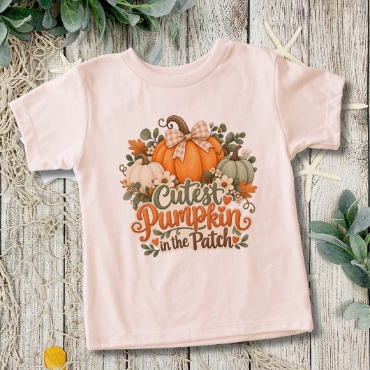 秋の可愛いカボチャの女の子Tシャツ