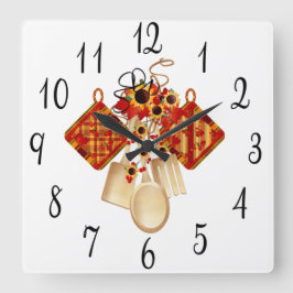 秋の台所用品 スクエア壁時計