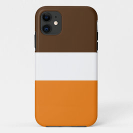 秋の呼び出しリッチブラウンホワイトオレンジストライプ色 iPhone 11 ケース