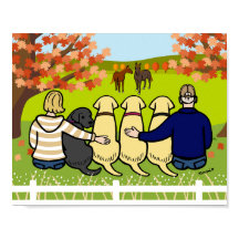 秋の四ラブラドールと父母