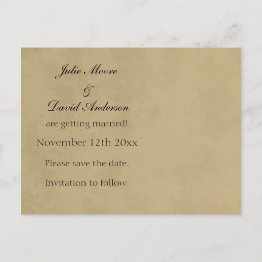 秋の国のテーマ日付の結婚保存 案内ポストカード (裏面)