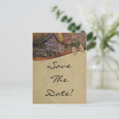 秋の国のテーマ日付の結婚保存 案内ポストカード (スタンド正面)