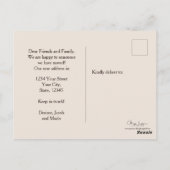 秋の国の新しい住所の発表 ポストカード (裏面)