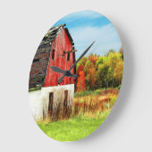 秋の国の納屋 ラージ壁時計 (傾斜)