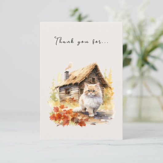 秋の国コテージ猫 サンキューカード (スタンド正面)