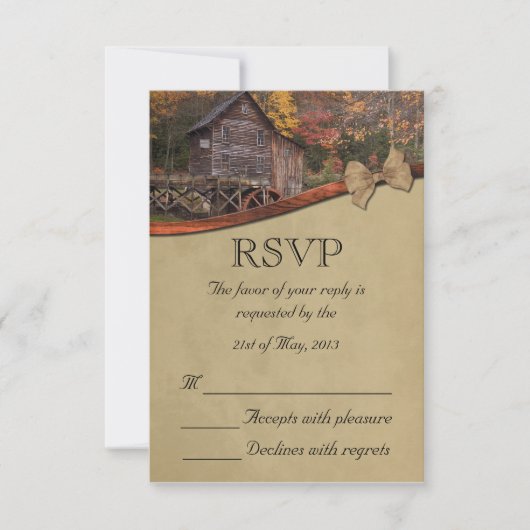 秋の国テーマ結婚ズ 出欠カード (正面)