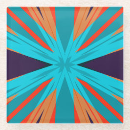 秋の国素朴ターコイズオレンジパープルスター ガラスコースター