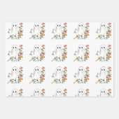 秋の国、魔女猫ちゃん、幽霊、秋、秋 ラッピングペーパーシート (正面3)