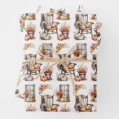 秋の国、魔女猫ちゃん、幽霊、秋、秋 ラッピングペーパーシート (インサイチュ)