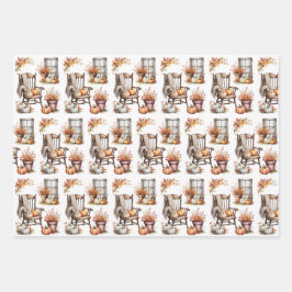 秋の国、魔女猫ちゃん、幽霊、秋、秋 ラッピングペーパーシート