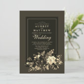 秋の地球の水の色の乾燥フローラスプレ結婚ーズ 招待状 (スタンド正面)