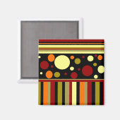 秋の地球トーンストライプ水玉模様パターン マグネット (正面/裏面)