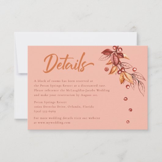 秋の地球トーンテラコッタ結婚の詳細 出欠カード (正面)