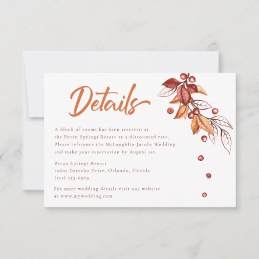 秋の地球トーンテラコッタ結婚の詳細 出欠カード (正面)