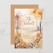 秋の地球トーン素朴フローラ結婚の詳細 エンクロージャーカード (正面/裏面)