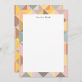 秋の地色の幾何学模様(名前あり) ノートカード (正面/裏面)