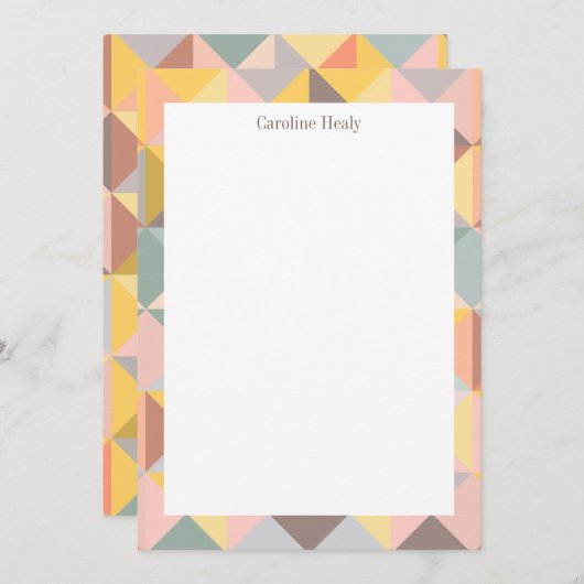 秋の地色の幾何学模様(名前あり) ノートカード (正面/裏面)