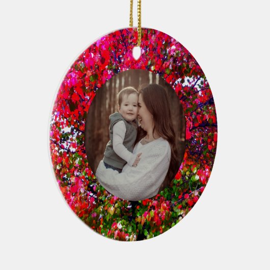 秋の変化葉の木、ピンクの印象派 セラミックオーナメント (右)