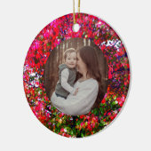 秋の変化葉の木、ピンクの印象派 セラミックオーナメント (左)