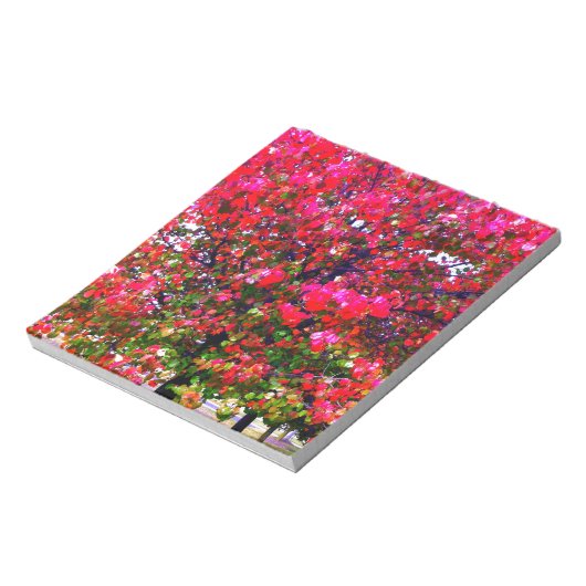 秋の変化葉の木、ピンクの印象派 ノートパッド (回転)