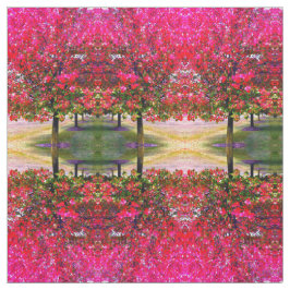 秋の変化葉の木、ピンクの印象派 ファブリック