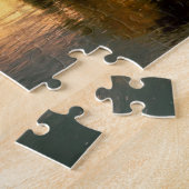 秋の夕日が川に沈む。 ジグソーパズル (側面)