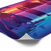 秋の夕日の滝 ポスター (角)