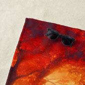 秋の夕日の風景絵を描のアート ビーチタオル (インサイチュ)