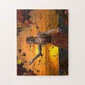 秋の夕日葉に小妖精や小人 ジグソーパズル (縦)