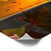 秋の夕日葉に小妖精や小人 ポスター (角)