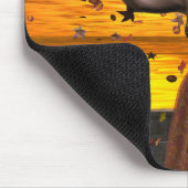 秋の夕日葉に小妖精や小人 マウスパッド (コーナー)