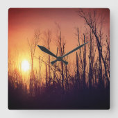 秋の夕日 スクエア壁時計 (正面)