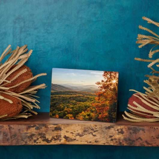 秋の夕日 |ノースカロライナ フォトプラーク (側面)