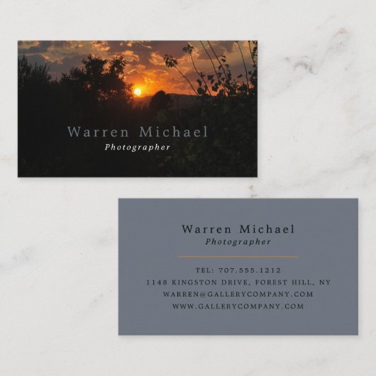 秋の夕日、写真家、写真 名刺 (正面/裏面)