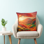 秋の夕焼け風景画アート クッション (椅子)