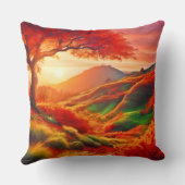 秋の夕焼け風景画アート クッション (裏面)