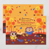 秋の夜に、フクロウの誘い 招待状 (正面/裏面)