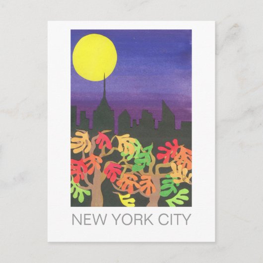 秋の夜のグリーンNYC ポストカード (正面)