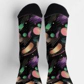 秋の夜の抽象芸術ソックス入り紫と緑 ソックス (上部)