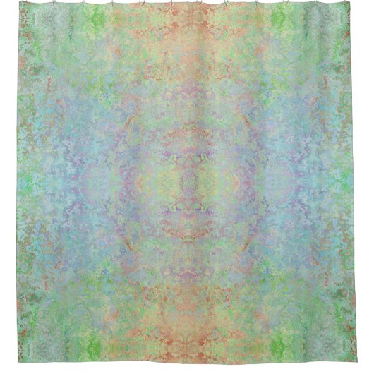 秋の夜明けネオンパステルアルコールインク抽象芸術 シャワーカーテン (正面)