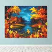 秋の夜景の油絵 キャンバスプリント (インサイチュ (ウッドフロア))