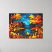 秋の夜景の油絵 キャンバスプリント (正面)