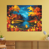 秋の夜景の油絵 キャンバスプリント (インサイチュ (リビング))